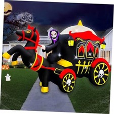10 Ft Long Halloween Inflatable Horse Carriage Decoration LED Light Up Giant picture