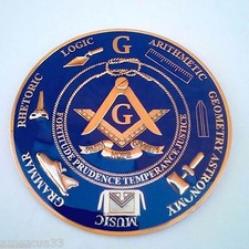Freemasonry Blue Lodge Masonic Love For Arts Auto Emblem Golden Finish 011 picture