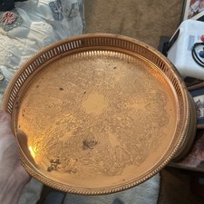 1960's VTG Coppercraft Raised Sides Copper Bar Tray Etched Scroll LRG Server MCM picture