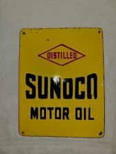 Vintage Sunoco Porcelain Sign Blue Gasoline Phillips 66 Esso Mobiloil Gas Oil picture