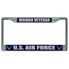 woman veteran usaf air force logo wings military license plate frame made in usa picture