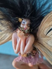 vtg fairy figurine Doll Wing Feathered 6 Inches picture