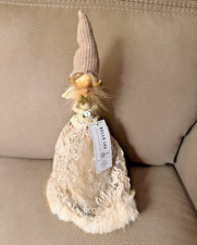 Christmas Holiday Bella Lux Creme/Tan Feather Angel Figure Doll NWT 14