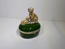 Vintage 1985 Andrea by Sadek Spotted Dalmatian Dogs Trinket Box Hinged Porcelain picture