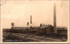 Real Photo Postcard C G W Railroad Shops, Oelwein, Iowa - used in 1910 picture