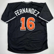 Facsimile Autographed Jose Fernandez Miami Black Jersey Size Men's XL picture