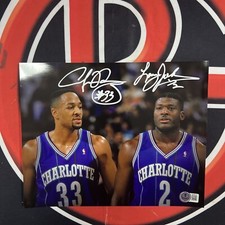 Larry Johnson & Alonzo Mourning Autographed Charlotte Hornets 8x10 Beckett picture