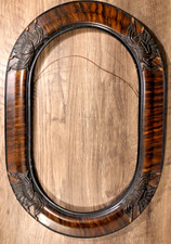 ANTIQUE Victorian / Civil War LARGE PICTURE FRAME Oval Ornate TIGER WOOD w/Gold picture
