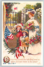 c1910s Memorial Day Kissed the Lads They Loved So Dear Antique Postcard picture
