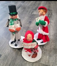 Annalee 1990 Handmade Christmas Carolers Figurines Set of 3 Fabric Felt picture