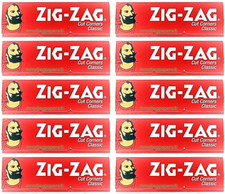 10x Zig Zag Rolling Papers Classic Red Cut Corners 10 Packs 600 Lvs USA SHIPPED picture