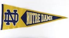 Vintage Notre Dame Pennant Flag Fighting Irish Blue & Gold Wool 32” Felt picture