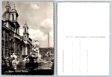 Vtg RPPC Rome Italy Piazza Navona Fontana del Nettuno Sant'Agnese Obelisk picture
