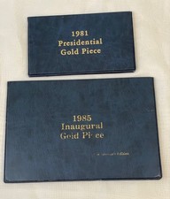 Vintage 1981 and 1985 Ronald Reagan Presidential Inaugural Gold Piece w/COA picture