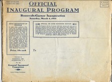 1933 Roosevelt/Garner Official Inaugural Ceremonies Program w/Mailer picture