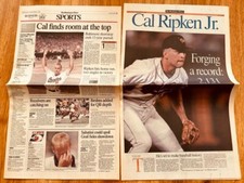 Cal Ripken Orioles 2130 2131 Consecutive Games 1995 Washington Times newspapers picture