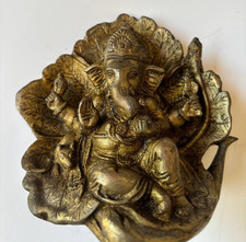 Antique Indian Brass Lord Ganesha Idol Ganesh Hindu God Statue Sculpture Rare picture