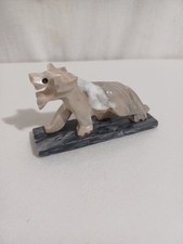 Vintage Hand Carved Solid Stone Alabaster Tiger Sculpture White picture