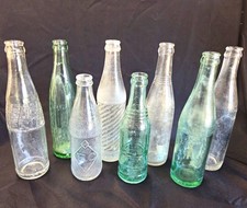 Lot of 7 Vintage Embossed Glass Soda- Lot of 7 Assorted Bottles, Rc , Pepsi picture