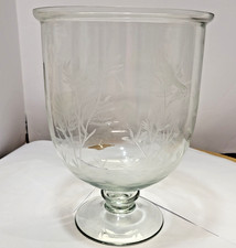 The Source Perrier Collection Crystal Hurricane Holder Woodland Etch Scene 9.75
