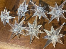 7 VTG Clear Acrylic Atomic Starburst Christmas Ornament Light Cover 4 1/4” Set picture