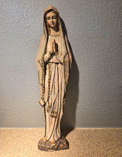 Vintage Italian Terracotta Our Lady of Lourdes Statue - 11.5