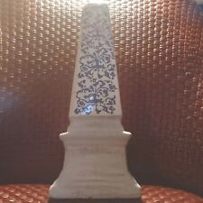 Chinoiserie Pottery Obelisk Blue & White Scrolls Square 5.5