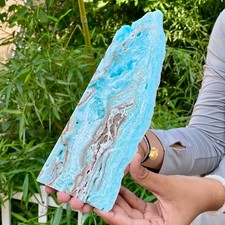 450G Natural Heteropolar blue texture stone crystal blue aragonit obelisk picture