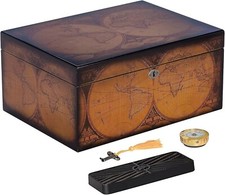 Old World Vintage Cigar Humidor Wood Box, Spanish Cedar - 100 Cigars Storage picture