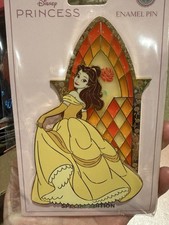 Disney Princess Belle Stained Glass Windows PALM 5inch 5”Le 150 Jumbo Pin BATB picture