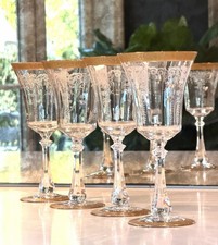 Amazing Vintage Tiffin Franciscan Melrose Gold Encrusted Wine Glasses Set of 4 picture