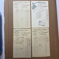4 Antique French Invoices Paris Wine Food Merchants 1900-1901 Ephemera picture