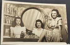 1940's souvenir snapshot 3 women drinking ~ RPPC picture