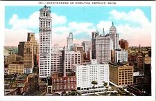 Detroit MI-Michigan, Skyscrapers, Downtown Vintage Souvenir Postcard picture