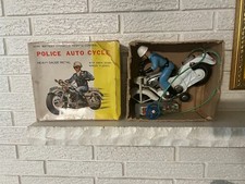 Vintage Tinplate Bandai 4090 Honda Police Motor Cycle {battery powered} w box picture