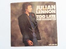 Signed Autographed 45 Record Sleeve Julian Lennon - Too Late For Goodbyes picture
