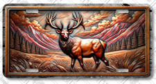 Majestic Elk in Rustic Mountain Scene License Plate Aluminum Car Tag – LP-EK001 picture
