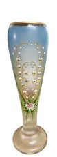 Antique Legras Mont Joye Art Nouveau Enameled Glass Lily of the Valley Vase Mint picture