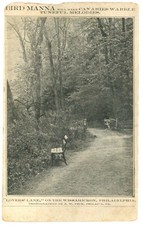 Philadelphia PA Lovers' Lane Wissahickon Park UDB Postcard c1905 Bird Manna Ad picture
