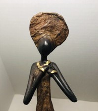 Beautiful African bronze sculpture Of A Women 9” picture