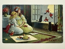 RARE UNUSUAL HALLOWEEN Postcard--HTH--WARM FAMILY MOMENT picture