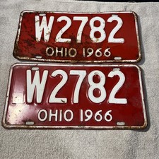 Vintage 1966 Ohio License Plate Pair Matching Set YOM Classic Car W2782 picture