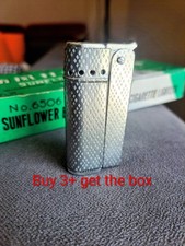 NOS Vintage Sunflower 6506 Petrol Lighter Diamond Pattern Brand New Box Offer picture