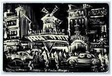c1950's Moulin Rouge Cabaret Restaurant Windmill Cinema Paris France Postcard picture