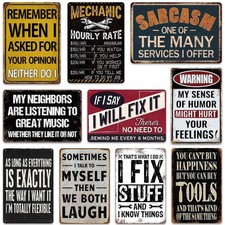 Funny Vintage Garage Signs - 10-Piece Tin Wall Decor, 8x12 Inch Home Art picture
