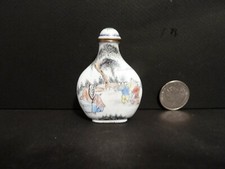 Chinese Export Cloisonne Poet & Poetry Boy Snuff Bottle 2 3/8