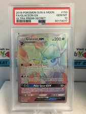 2018 Pokemon Sun & Moon Glaceon GX Ultra Prism Rainbow #159/156 PSA 10 GEM MINT picture