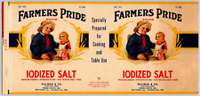 Farmer's Pride Iodized Salt Paper Label c1945 Hulman & Co. Mattoon, IL Girl Dad picture