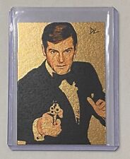James Bond Gold Plated Limited Edition Artist Signed Roger Moore 007 Card 1/1 picture