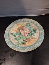 Antique French Majolica Plate Fern and Flowers picture